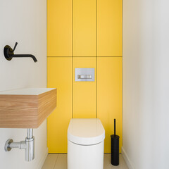 Wall Mural - Bathroom with yellow wall tiles