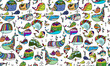 Whales collection, seamless pattern for your design
