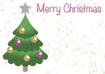 Wall Mural - Merry christmas with glitter tree