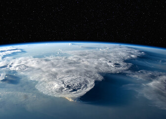 Wall Mural - thunderstorms over the south china sea from the international space station (iss). elements of this 