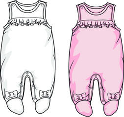 baby bodysuit flat sketch template isolated - stock vector