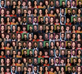 Wall Mural - Group of people in front of a colored background