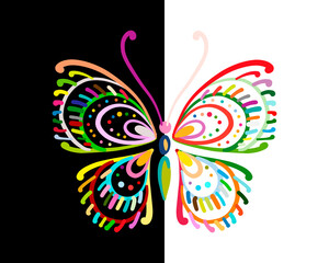 Wall Mural - Ornate colorful butterfly for your design