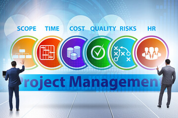 Concept of project management with businessman