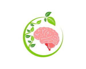 Sticker - Circular nature leaf with brain inside