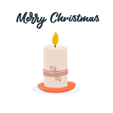 Vector illustration in hand drow style: candle. Illustration for a greeting card.
