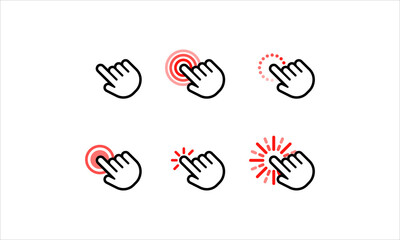 Poster - Hand and arrow computer mouse cursor pointer icons set. Waiting, loading. Target clicks, arrow icons. Pointer icon. Cursor badge. Mouse click cursor collection. Vector. EPS 10.