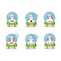 Wall Mural - Cartoon character of snowball with snowman with sleepy expression