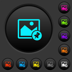 Canvas Print - Pin image dark push buttons with color icons