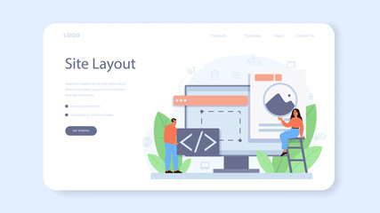 Poster - Layout designer web banner or landing page. Web development
