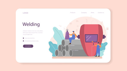 Welder and welding service concept web banner or landing page