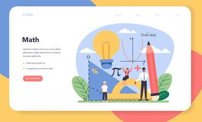Wall Mural - Math school subject web banner or landing page. Learning mathematics