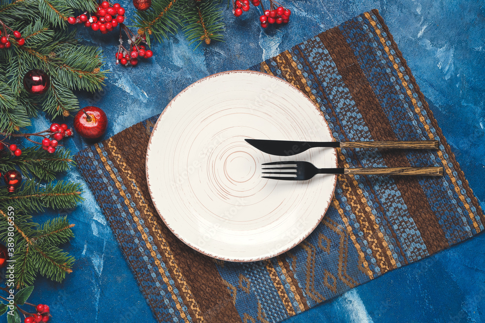 Beautiful table setting for Christmas celebration