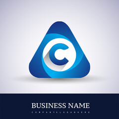 Logo C letter blue colored in the triangle shape, Vector design template elements for your Business or company identity.