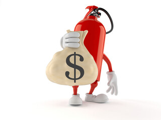 Poster - Fire extinguisher character holding money bag