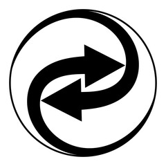 Poster - swirling arrows integration sign, vector arrows spin in circle icon integration symbol