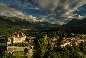 Wall Mural - The medieval village of Gruyeres, Switzerland