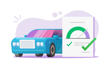 Poster - car auto check list test form document report, vehicle technical inspection with approved checkmarks