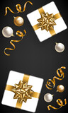 Fototapeta Panele - Beautiful background with Christmas gifts and golden serpentines