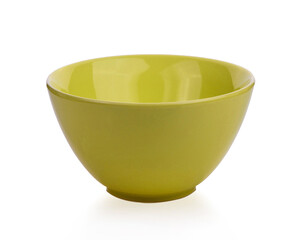 Wall Mural - Yellow bowl isolated on white background