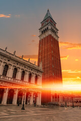 Wall Mural - San Marco campanile, bell tower of Saint Mark cathedral on square in Venice 