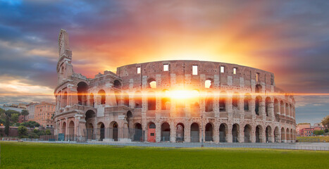 Wall Mural - Amazing sunrise at Rome Colosseum (Roma Coliseum), Rome, Italy