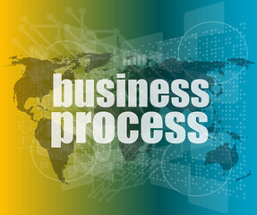 Poster - business process word on digital screen, mission control interface hi technology