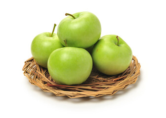 Green apples isolated on white background