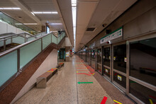 Interior Of Singapore MRT (Mass Rapid Transit) Station. 
