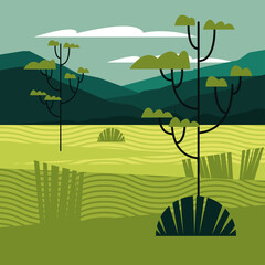 Wall Mural - beautiful landcape scene with field