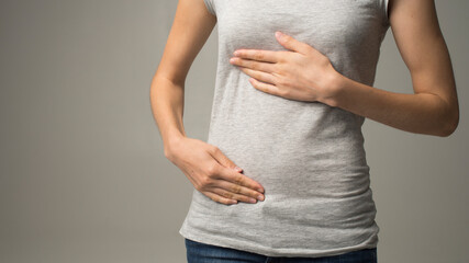 Canvas Print - girl has stomach problems