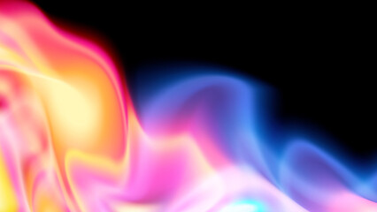 Poster - Modern liquid horizontal background. Abstract flame. Yellow and blue lights. Soft light spectral colors. Spectacular texture with chaotic waves. Trendy minimalistic look for mobile phones, cards.
