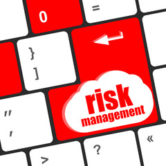 Poster - Keyboard with risk management button, internet concept