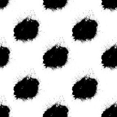 Sticker - set of black splashes with splashes isolated on white background