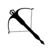 Medieval war type of weapon arbalest, concept icon crossbow weapon black silhouette vector illustration, isolated on white. Flat equipment of murder.