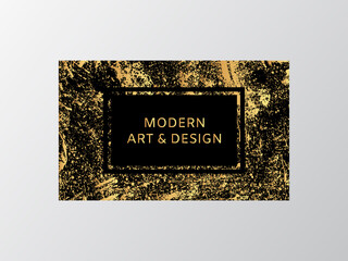 Wall Mural - Luxury business card with marble texture and gold splash background vector template.