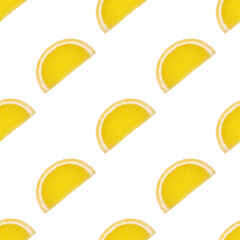 Aufkleber - seamless pattern with colored slices of marmalade isolated on white background