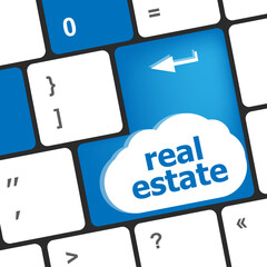 Poster - Real Estate concept. hot key on computer keyboard with Real Estate words