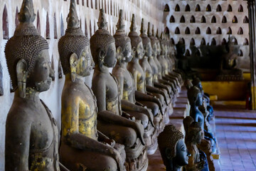 Wall Mural - buddha statue in thailand, digital photo picture as a background , taken in Sisaket temple laos, asia , taken in Sisaket temple , luang prabang, laos, asia