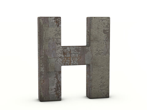 Rusty metal letter H