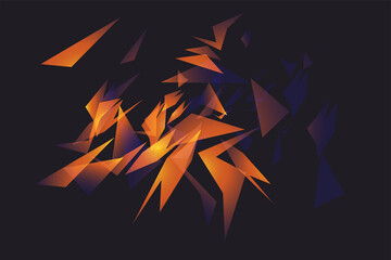 Fototapete - Abstract shapes explosion. Shards of broken glass. Glowing dynamic background for sport, music or computer gaming.