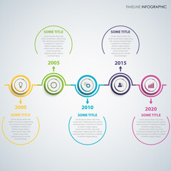 Wall Mural - Time line info graphic with abstract design round pointers