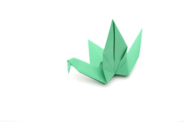 Wall Mural - A green folding paper bird