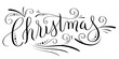 HAPPY CHRISTMAS black vector brush calligraphy banner with decorative elements