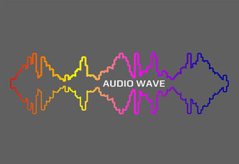 Poster - Pulse music player contour. Audio colorful wave logo. Vector rainbow equalizer element