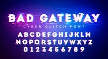 Vector Illustration Future Glitch Cyber Font. High Technology Typography.