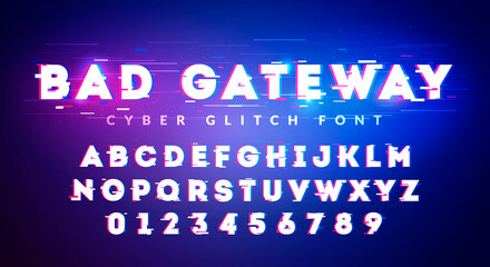 Wall Mural - Vector Illustration Future Glitch Cyber Font. High Technology Typography.