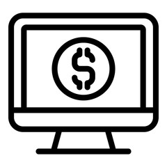 Poster - Dollar monitor icon. Outline dollar monitor vector icon for web design isolated on white background