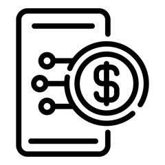 Poster - Mobile dollar app icon. Outline mobile dollar app vector icon for web design isolated on white background