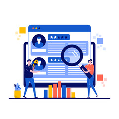 Poster - recruitment concept with character. people using application for employee hiring. web recruit resour